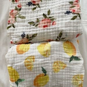 Little Unicorn Cotton Muslin Roses & Lemon Print Baby Changing Pad Covers
